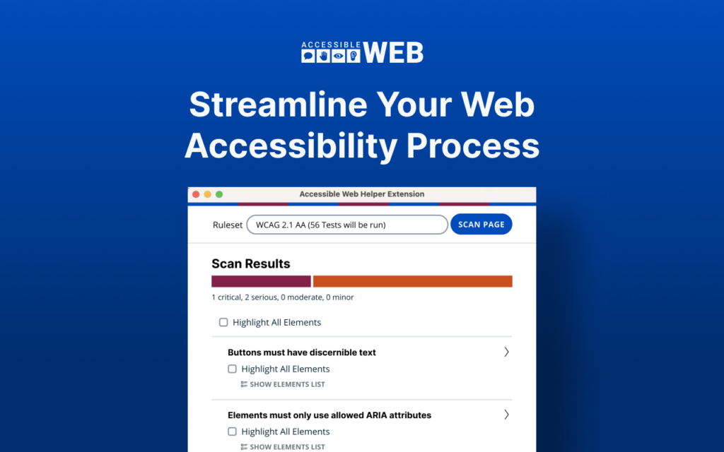 Discover and highlight accessibility violations on the web with the push of a button.