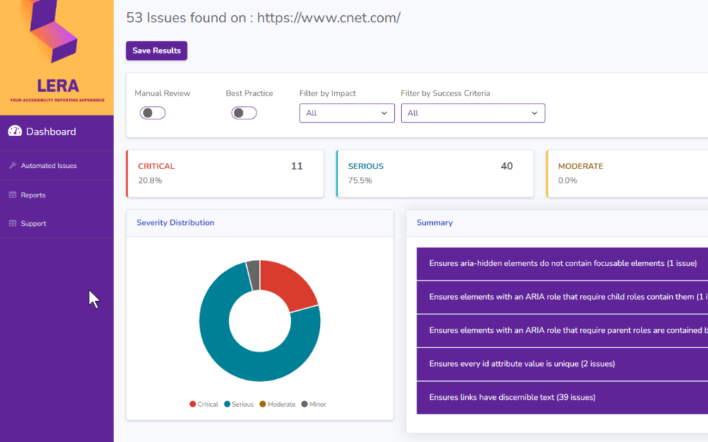 LERA - Automated Accessibility Testing & Reporting Tool