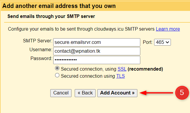 How To Configure My Email Client With Rackspace Mailbox 5 Gmail Setup - Step 5