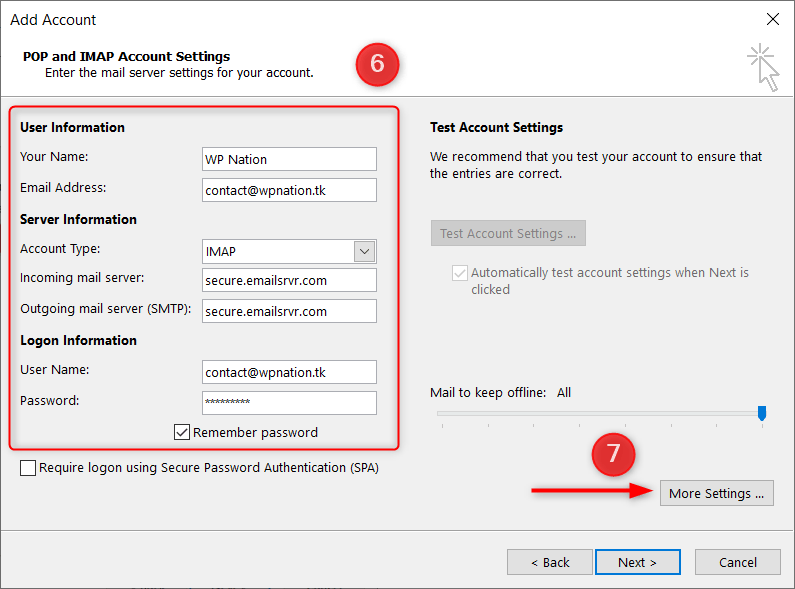 How To Configure My Email Client With Rackspace Mailbox 23 Microsoft Outlook Setup - Step 7